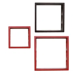 Home Sparkle Pack Of 3 Red & Black MDF Wall Shelfs image 3