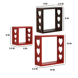 Home Sparkle Pack Of 3 Red & Black MDF Wall Shelfs image 5