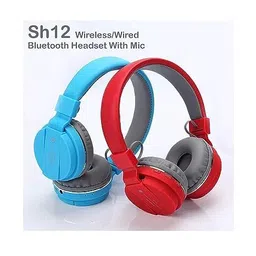 SpadeAces HS12 Wireless Headphones Over Ear Headphone Mic With Music And Calling Controls Adjustable Pads For Small And Big Head Multicolor Sports Wireless Headphones,With FM/SD Card image 4