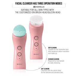 HAVELLS Skin Care Cordless 2-in-1 Facial Cleanser (6 Operation Modes, SC5070, Pink) image 4