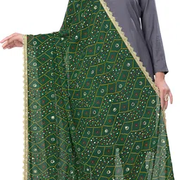 kemza Georgette Printed Green Women Dupatta-picture-46