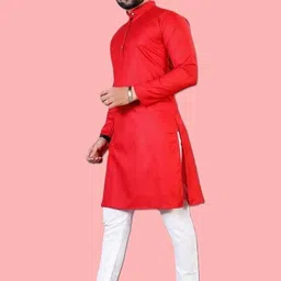 omkar enterprisess Men Cotton Blend Kurta Pyjama Set-picture-15