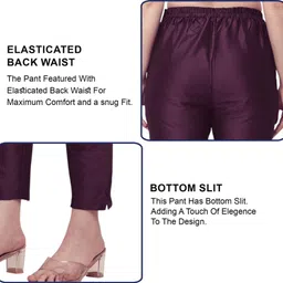 almarwa Women Comfort Fit Maroon Silk Blend Trousers image 5