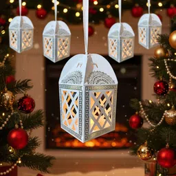 digi arts store DIGI ART'S Paper Hanging Lantern LED Diya Lights for Chirstmas Decoration Hanging Ornaments Pack of 10-picture-24