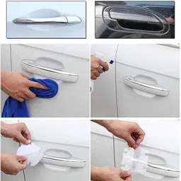 pahwaal Car Door Scratch Protection sticker finger guard (PU) Transparent for Baleno Car Grab handle image 3