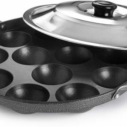 tannu craft Appam bada Non Stick 12 Cavities Appam Patra/Appam Pan/Maker Paniarakkal with Lid 2 L capacity 23 cm diameter-picture-1