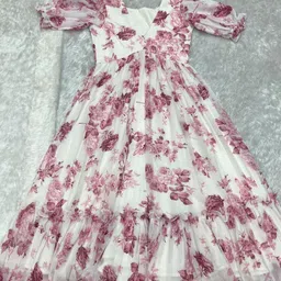 fabfinds Floral Print Georgette Stitched Anarkali Gown image 4