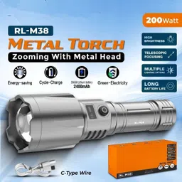 picstar Heavy Duty Zoomable LED Torch Light RL-M38 | Long Battery Backup | Metal Body Torch image 5