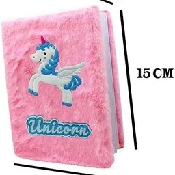 eclet 1pc Unicorn Fur Diary 3D Foam Unicorn-Light Pink Soft Fur Diary for Girls A6 Diary unruled 120 Pages image 3