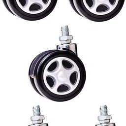 adnate Threaded Twin Castor Revolving Chair Wheel Black Set of 5 Appliance Furniture Caster image 1