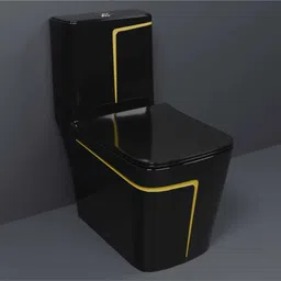 solano Dimond Quality LT010 Black commode with Yellow Finishing Line and Round Flush Button Western Commode-picture-10