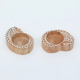 wooden home Mango Wood Hand Carved Design Tealight Candle Holder Set of 2 image 2