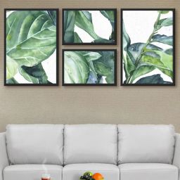 999store Leave Multicolour MDF Framed Floral Art Print Set of 4-picture-46