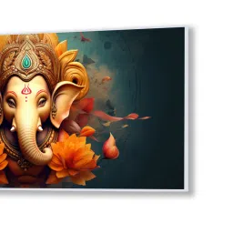 nestroots White Canvas Framed Divine Lord Ganesa in oral aesthetic Wall Painting image 4