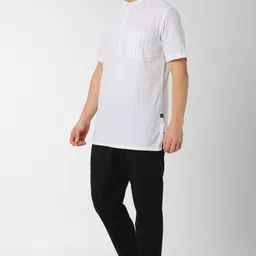 peter england Men Shirt & Pyjama set White Striped image 2