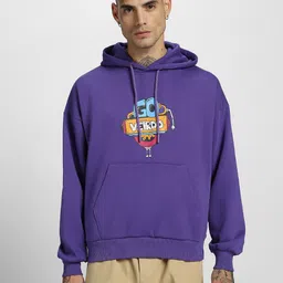 veirdo Men Full Sleeve Graphic Print Hooded Sweatshirt image 3