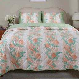 maspar Peach Cotton Polyester Fruit Print 115 GSM Double Bed Quilt-picture-32