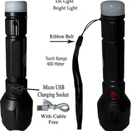 akr Led Flashlight Torch with Rechargeable Lithium Battery and 2 Modes Torch Torch image 4