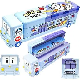 trendy one Magic Bus Shape with Rotating Wheels Art Metal Pencil Box-picture-18