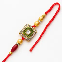 Designer TRAD-SQ-GREEN-RK01 Mauli Thread Rakhi Set-image-0