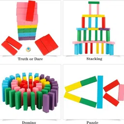 fz enterprisses 4 PCS Wooden Building Block Domino Tumbling Tower Jenga Game image 4