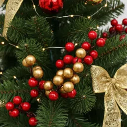 evacreations Decorative Christmas Berry Picks, Red and Gold Artificial Hanging Ornaments Pack of 50 image 4