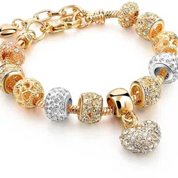 yellow chimes Crystal Crystal Brass Charm Bracelet image 1