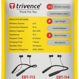trivence EBT-112 Wireless Bluetooth Neckband with Extra Bass, 25Hr Playback Bluetooth Headset image 4