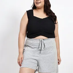 wild u Solid Women Grey Casual Shorts image 4