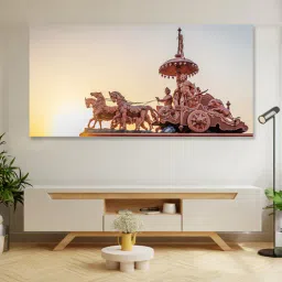 nestroots Canvas Framed Krishna and Arjuna's Divine Journey Wall Painting(18X36 Inch)-picture-32