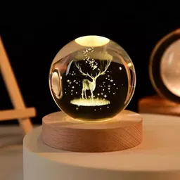 3D Galaxy Crystal Ball Decorative Bithday Gift (Pack of 1) (Deer) Night Lamp-image-26