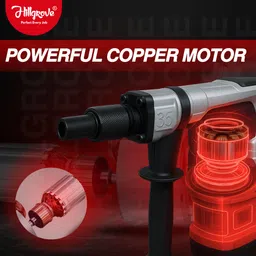 hillgrove HGCM1397M1 2000W 100% Copper Winding 7Kg Concrete Demolition Hammer Chipping HGCM1397M1 Hammering Drilling Breaker Drill Machine 7Kg Kit Set Rotary Hammer Drill image 4