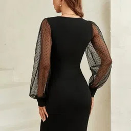 shyam sundari Women Bodycon Black Midi/Calf Length Dress image 2