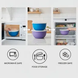 zaib Stainless Steel Serving Bowl 2000, 1250, 750 ML Big Bowl set microwave safe and Food storage sets image 3