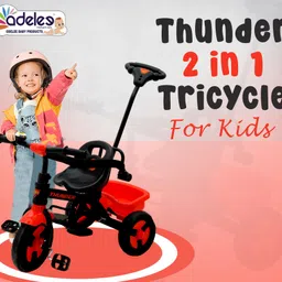 odelee Thunder 2 in 1 Kids Tricycle with Parental Handle Rod & Storage Basket-picture-13
