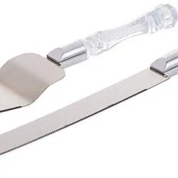 seaspirit Cake Serving 2 Pcs Knife Set 1 PC Cake Cutting Knife + 1 PC Cake Server Cake Décor with Crystal Handles for Weddings, Birthdays, Cakes, Gifts Steel, Crystal Cake Server-picture-26