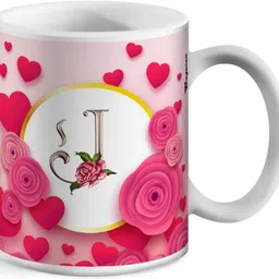J Letter Multicolor Name Letter Alphabet J Printed Coffee Ceramic Coffee Mug-image-1