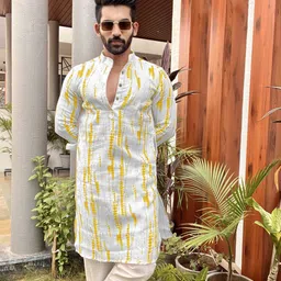 diamond cluster Men Embroidered Cotton Silk Straight Kurta image 2