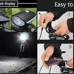 gymisa Steel Key Lock for Bicycle With Cycle Light Horn Bell Cycling Kit image 3