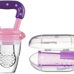 dream choice Combo of Fruit Feeder Nibbler Silicone Finger Brush Tongue Cleaner (Multicolor) Teether and Feeder-picture-26