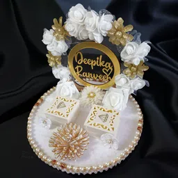 itsamatch Customise Engagement Ring Tray / Plate / Thali Wood Decorative Platter image 4