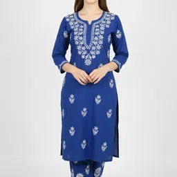 nafacreation Pack of 2 Women Chikan Embroidery Pure Cotton Ethnic Dress-picture-24