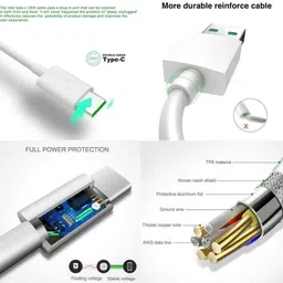 NUKAICHAU USB Type C Cable 6.5 A 1.00011 m Copper Braiding 30W 6Amp Oneplus Wrap/Dash Fast Type C Data Cable image 3