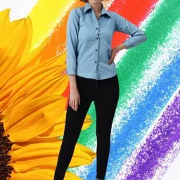 houseofcommon Women Regular Fit Solid Button Down Collar Casual Shirt image 5