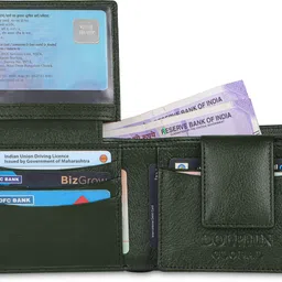 dolphin global Men Casual, Formal, Travel Green Genuine Leather Wrist Wallet image 3