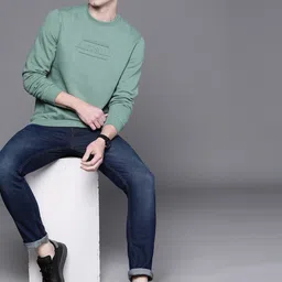 allen solly Men Full Sleeve Solid Sweatshirt image 1