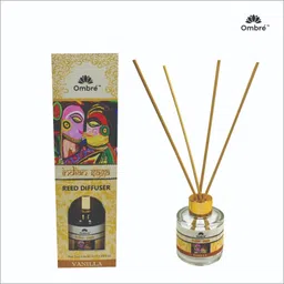 Ombre Glass Vanilla Reed Diffuser Set (50ml) with 4 Natural Reed Sticks Ideal for Office Cabins, Room, Washrooms, Cubicles, Stores ,, Reception Area Etc.. Diffuser-picture-12