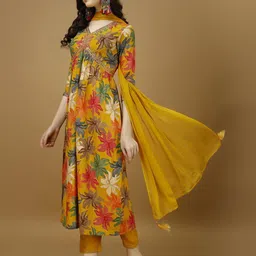 berrylicious Women Viscose Rayon Kurta Pant Dupatta Set image 3