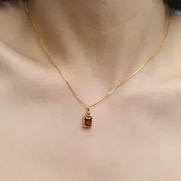 zarkan Certified | 925 Hallmark | Silver Ruby Pendant With Chain - Gold Plated Rhodium Cubic Zirconia Silver Pendant-picture-24