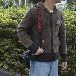 KRAPTICK Wolven Pattern Canvas Camera Neck Shoulder Strap Belt Compatible with All DSLR/SLR (Orange Black Pattern) Strap image 5